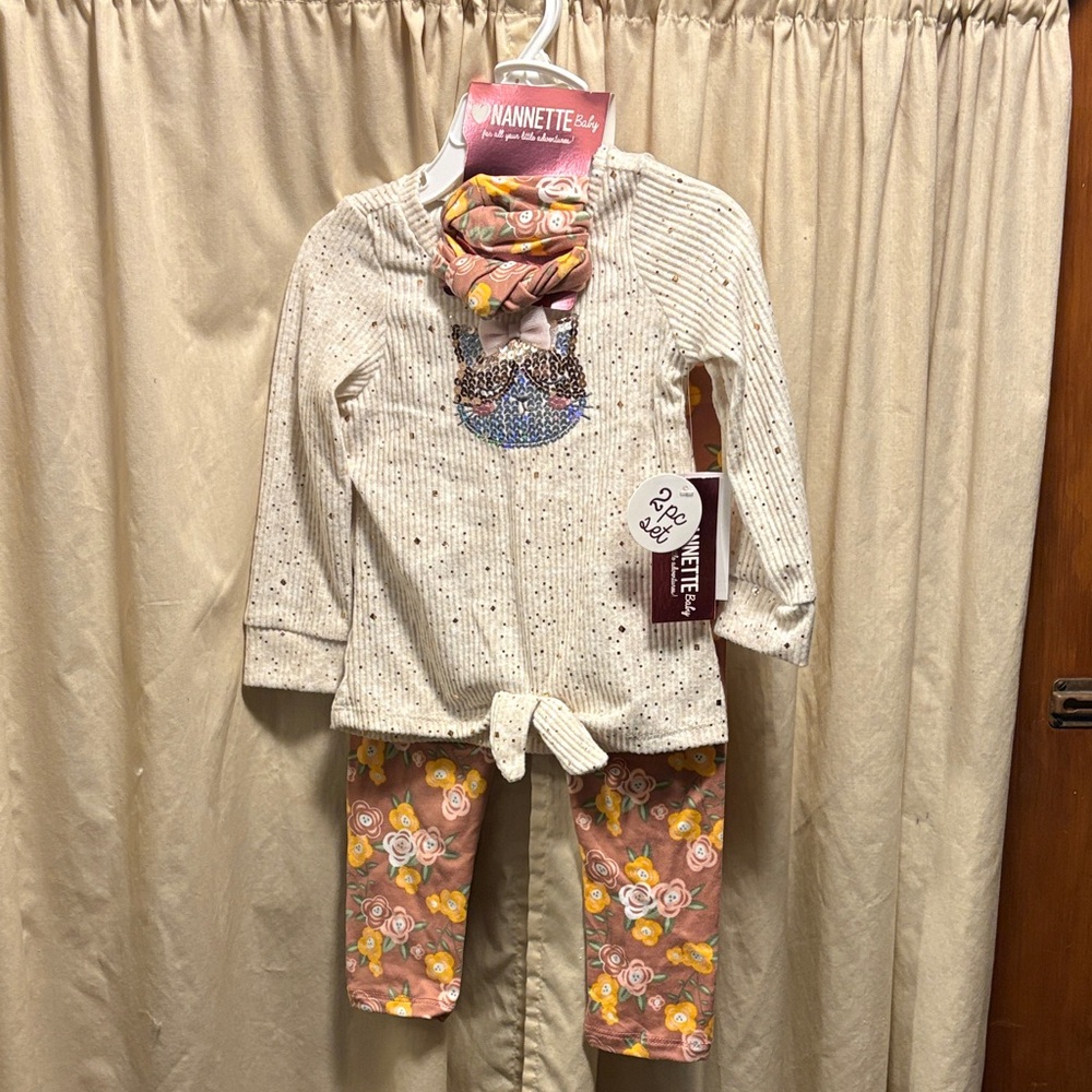 Nanette Baby Speckled Cream and Floral Pink  Set